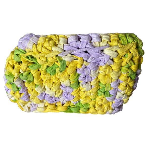 Mango Mini Braided Handmade Green Yellow Handbag Purse NWTs - Picture 6 of 7